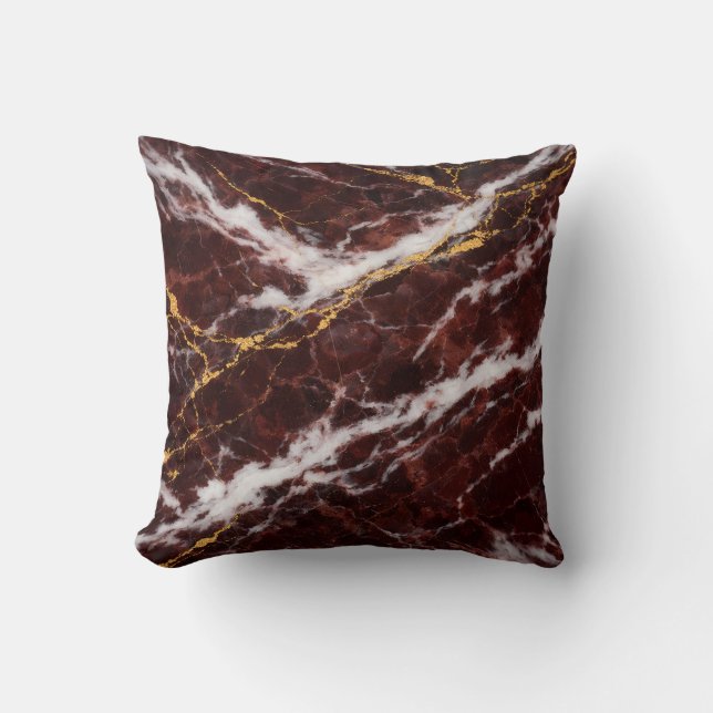 Burgundy Royale Marble with White & Gold Veining Kussen (Voorkant)