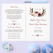 Burgundy Roze Bloemen Geweien Huwelijksprogramma (Enkel)