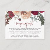Burgundy Roze Blush Bloemige Trouwrecept Verzoek Informatiekaartje (Voorkant)