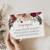 Burgundy Roze Blush Bloemige Trouwrecept Verzoek Informatiekaartje