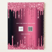 Burgundy roze glitter druipt monogram planner (Achterkant)