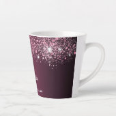 Burgundy roze glitter name script latte mok (Rechts)
