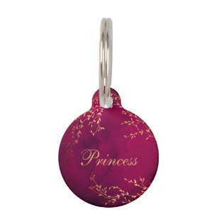 Burgundy Roze Goud Princess Hond Kat Huisdierpenning