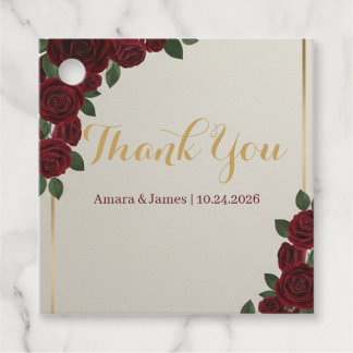 Burgundy Roze & Gouden Trouw Favor Tags Bedankjes Labels