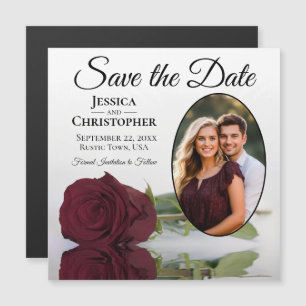 Burgundy Roze Huwelijk Save The Date Foto Magneet