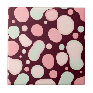 Burgundy Roze Mint Organisch Blob Patroon Abstract Tegeltje