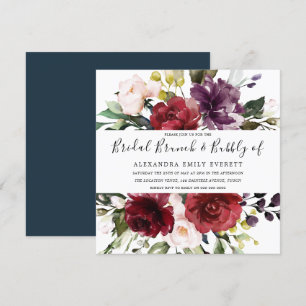 Burgundy Roze Moderne Bruidsontbijt Brunch & Bruis Kaart