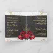 Burgundy Rozen Black Gold Marble Muslim Wedding (Binnen)