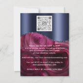 Burgundy Rozen Border QR Code Marsala Blue Navy (Achterkant)