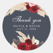 Burgundy Rozen en Pampas Grass Dank u Sticker (Voorkant)