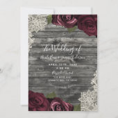 Burgundy Rozen Gray Wood Cream Weddenschap Kaart (Voorkant)