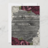 Burgundy Rozen Gray Wood Cream Weddenschap Kaart (Achterkant)
