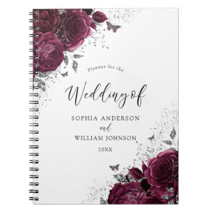 Burgundy Rozen Silver Wedding Planner Notitieboek