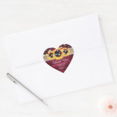 Burgundy Rustic Burlap Lace Sunflower Wedding Hart Sticker (Envelop)