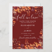 Burgundy Rustic Fall Autumn Photo Wedding Save The Date (Voorkant)