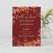 Burgundy Rustic Fall Autumn Photo Wedding Save The Date (Staand voorkant)