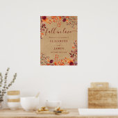 Burgundy Rustic Fall In Love Mariage Affiche de bi (Cuisine)