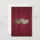 Burgundy Rustic Wood Harten Mason Jar Wedding RSVP (Achterkant)
