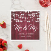 Burgundy Rustic Wood String Lights Mr and Mrs Servet (Insitu)