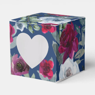 Burgundy Saliegroen Navy Stofblauw Merk Floral Bedankdoosjes