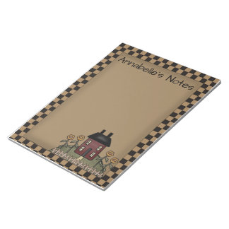 Burgundy Saltbox & Sunflower Opmerking Notitieblok