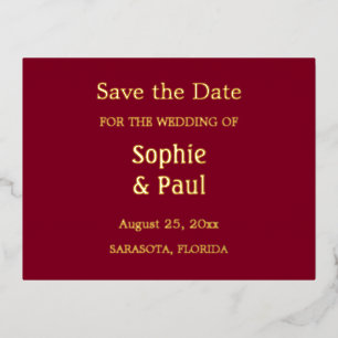 Burgundy Save the Date Folie Invitation Briefkaart