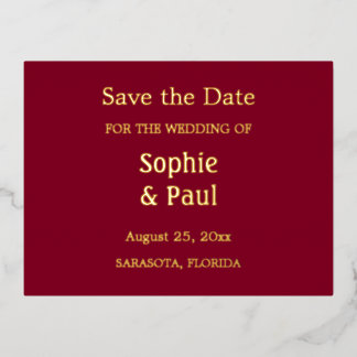 Burgundy Save the Date Folie Invitation Briefkaart