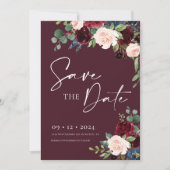 Burgundy Save the Date Invitation Kaart (Voorkant)