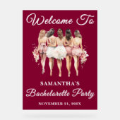 Burgundy Script Automne Bachelorette Bienvenue (Recto)