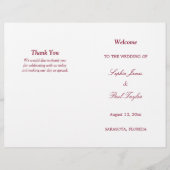 Burgundy Script Bi-Fold Wedding Programme (Devant)