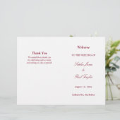 Burgundy Script Bi-Fold Wedding Programme (Debout devant)