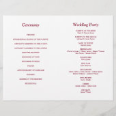 Burgundy Script Bi-Fold Wedding Programme (Dos)