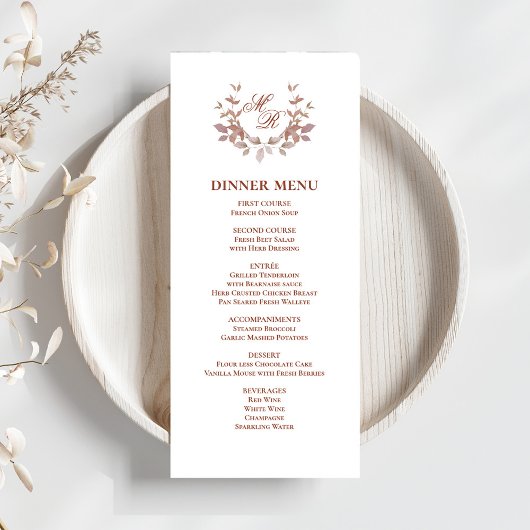 Burgundy Script Classic Mariage Diner Menu