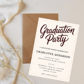 Burgundy Script Graduation Party Invitation