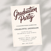 Burgundy Script Graduation Party Invitation