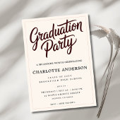 Burgundy Script Graduation Party Invitation