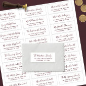 Burgundy Script Mariage Étiquette de adresse invit