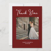Burgundy Script Weduwfoto Hartelijk dank Kaart (Voorkant)