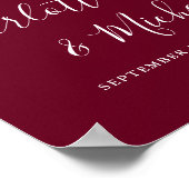 Burgundy Signature Script Mariage Affiche de bienv (Coin)