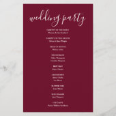 Burgundy Signature Script Mariage Programme de bie (Dos)