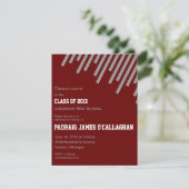 Burgundy & Silver Afstuderen Uitnodiging (Staand voorkant)