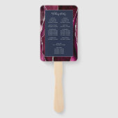 Burgundy Silver Agate Navy Blue Wedding Program Handwaaier (Achterkant)