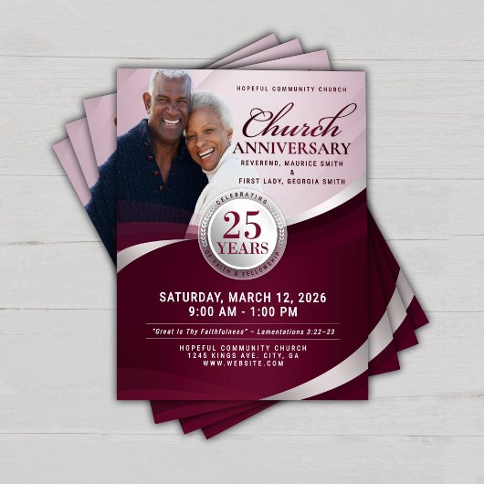 Burgundy & Silver Church Anniversary Flyer