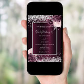 Burgundy Silver Foral Elegant bruiloft Kaart