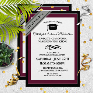 Burgundy Silver Formal Graduings Berichten Kaart