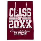 Burgundy|Silver Graduing Class Year Medium Cadeauzakje (Achterkant)