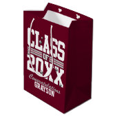 Burgundy|Silver Graduing Class Year Medium Cadeauzakje (Achterkant Gekanteld)