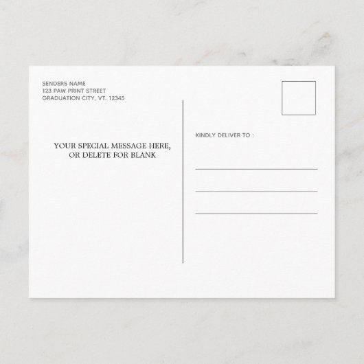 Burgundy Silver Paw-Afstuderen Uitnodiging Briefkaart (Achterkant)