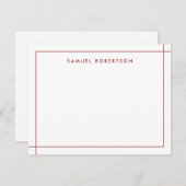 Burgundy Simple Border Corner Square Note Kaart Notitiekaartje (Voorkant / Achterkant)