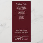 Burgundy Simple Calligraphy Modern Wedding Programma (Achterkant)